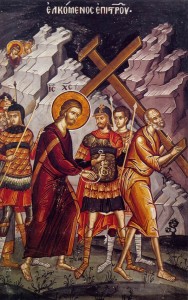Господь шествует на страдания. Фреска монастыря Ставроникита, Афон
